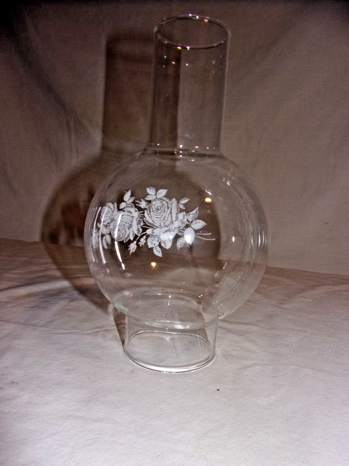 Big Bulge ROSE MOTIF Oil Lamp Chimney (CHIMR4)