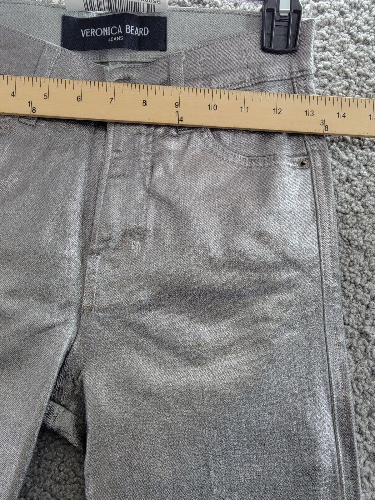 Veronica Beard Carson Coated Flared Ankle Jeans Women's 25 Light Gunmetal - Picture 5 of 18