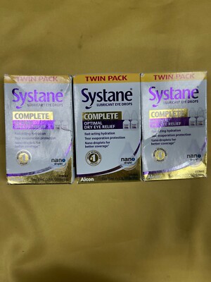 3 Twin Pack Systane Complete Optimal Dry Eye Relief - 2 10mL Bottles Each 11/24+