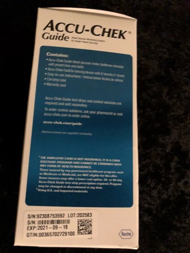 NEW Accu-Chek Guide Blood Glucose Monitoring System Kit By Roche