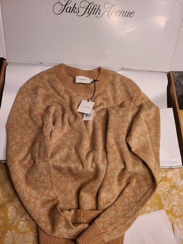 Pre-owned Coach Limited Edition  Logo Men Sweater Large Cotton Blend Authentic In Brown