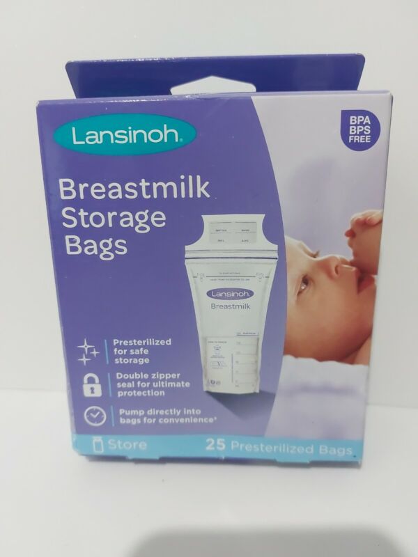 Lansinoh BPA Free Breastmilk Pre-Sterilized Storage Freeze Bags 25 Pack