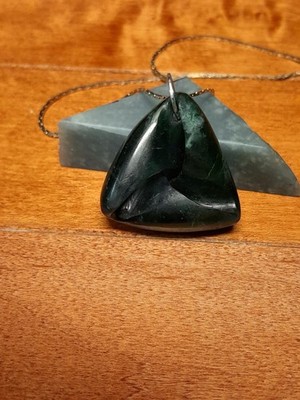 dark blue-green Guatemalan Jadeite jade Mobius pendant: Esmerelda green Jadeite