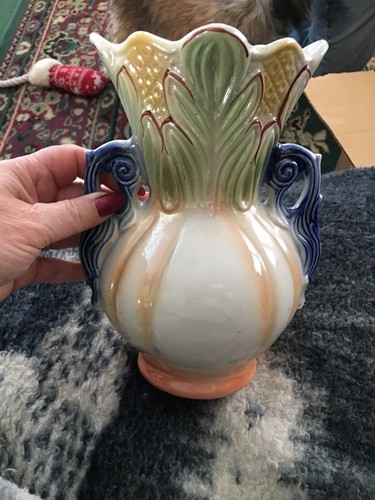 Vintage Ceramic/Porcelain Hand Painted Vase, Made in Brazil