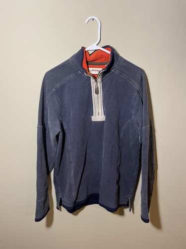 ORVIS Blue Cotton Quarter Zip Mens Pullover Sweater RN