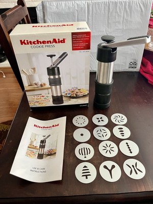 Kitchen Aid Cookie Press 681041 Stainless Steel 12 Different Shaped Discs EUC