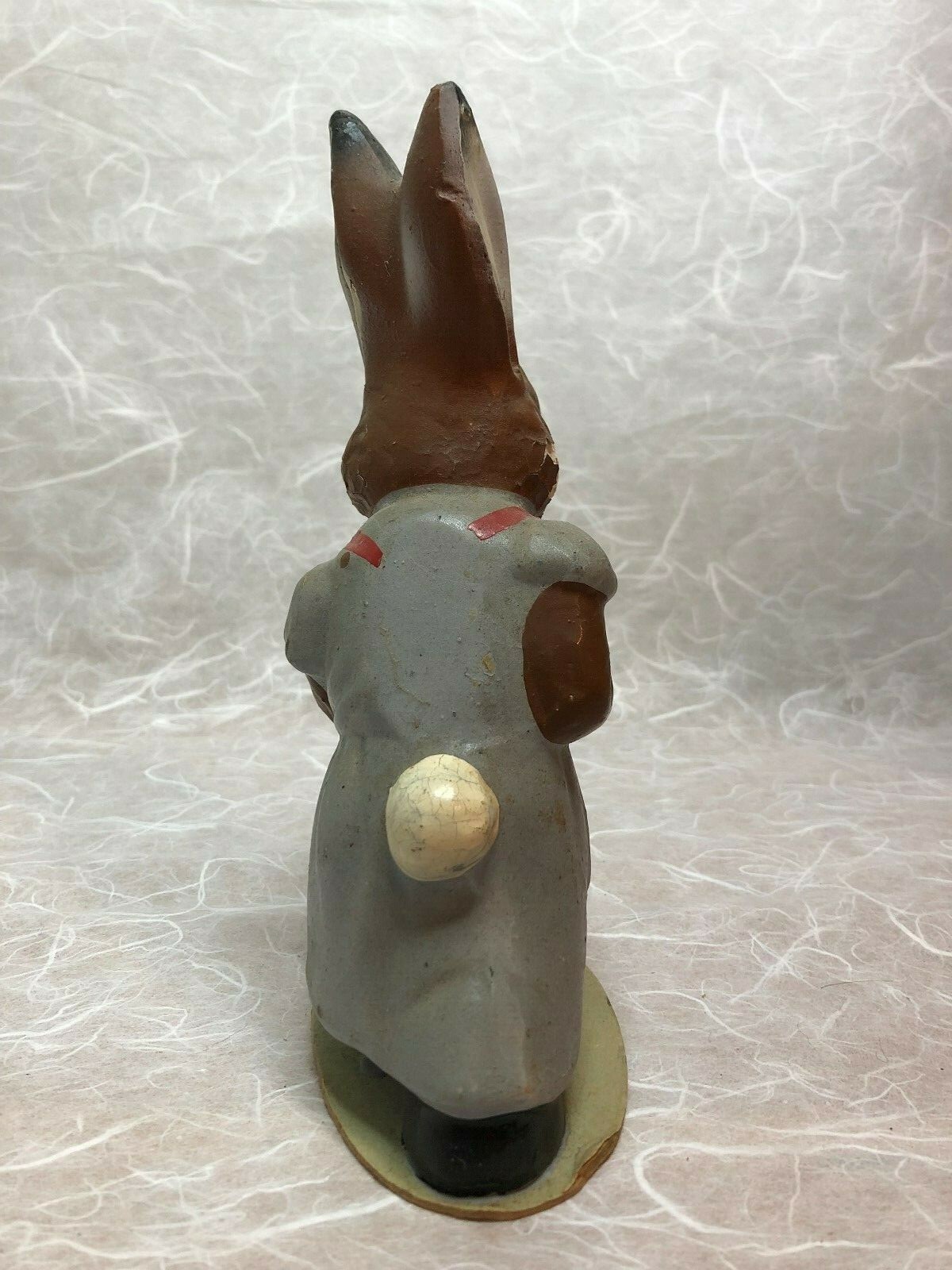 Vintage Antique Painted Chalkware? Easter Bunny Rabbit Figurine Red Apron