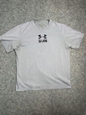 Under Armour ''Don't Be Last'' Mens Large Grey Short Sleeve Athletic Shirt Running