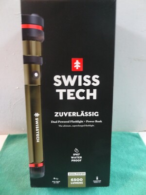 Swiss Tech Zuverlassig (31650) - 6500 Lumens Dual Power Flashlight + Power Bank