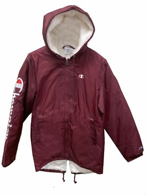 Champion Men's Burgundy Sherpa Lined Stadium Jacket