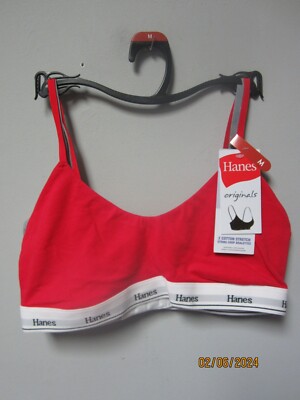 Hanes Originals Women's 2-Piece Red/Gray Cotton Stretch String Crop Size M