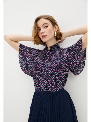 

LAUREN RALPH LAUREN Женский темно-синий деловой топ с развевающимися рукавами, Navy