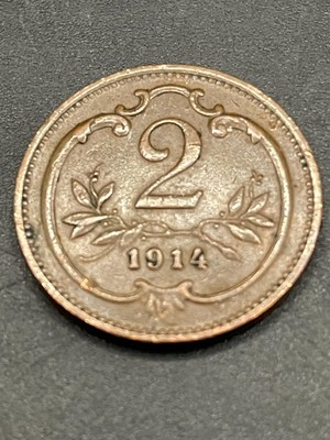 2 Habsburger Heller 1914 seltene Sammlermünze