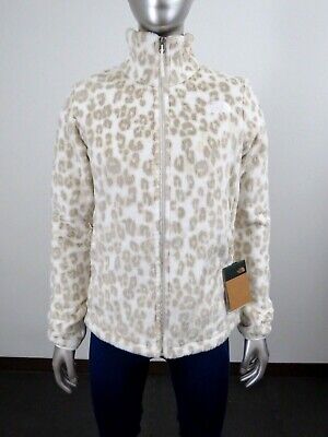 Womens The North Face Osito FZ Soft Sweater Fleece Jacket Silver Leopard Print
