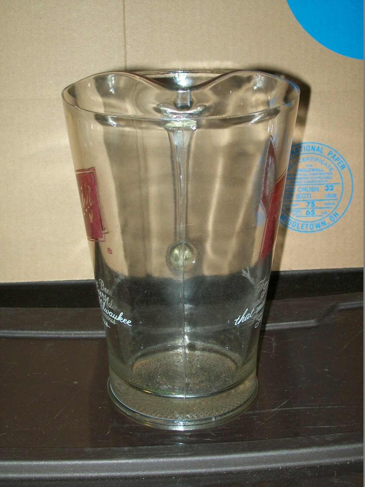 SCHLITZ GLASS BEER PITCHER