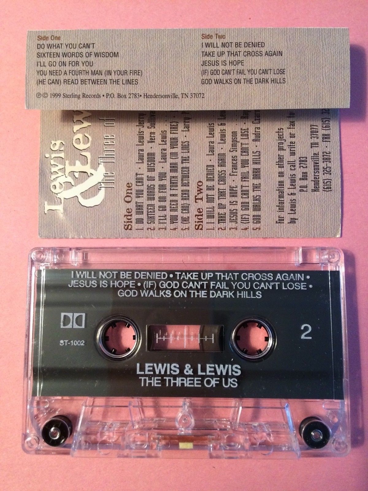 Lewis & Lewis - The Three Of Us, K7 CASSETTE 1999 Sterling Records Gospel MC