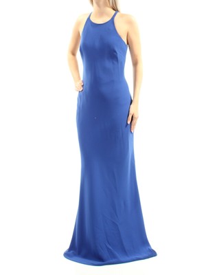 

CALVIN KLEIN Женское синее вечернее платье полной длины без рукавов с лямкой на шее, Синий