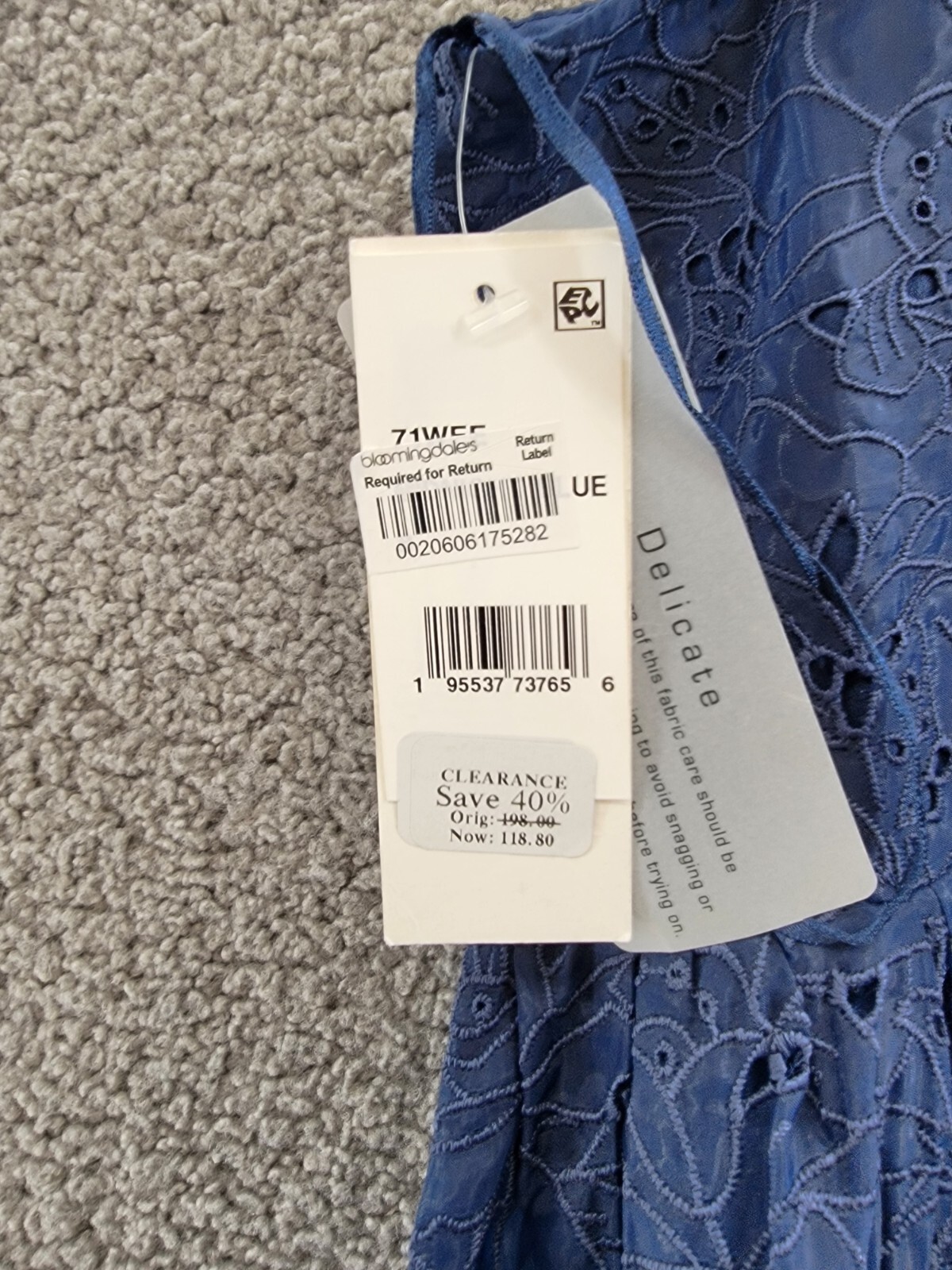 French Connection Embroidered Lace Sleeveless Dress Women's 8 Blue Back Zipped - Picture 18 of 18