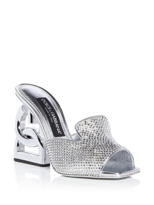 Женские босоножки на каблуке Slip On DOLCE & GABBANA Silver Cr1195 со скульптурным носком 37