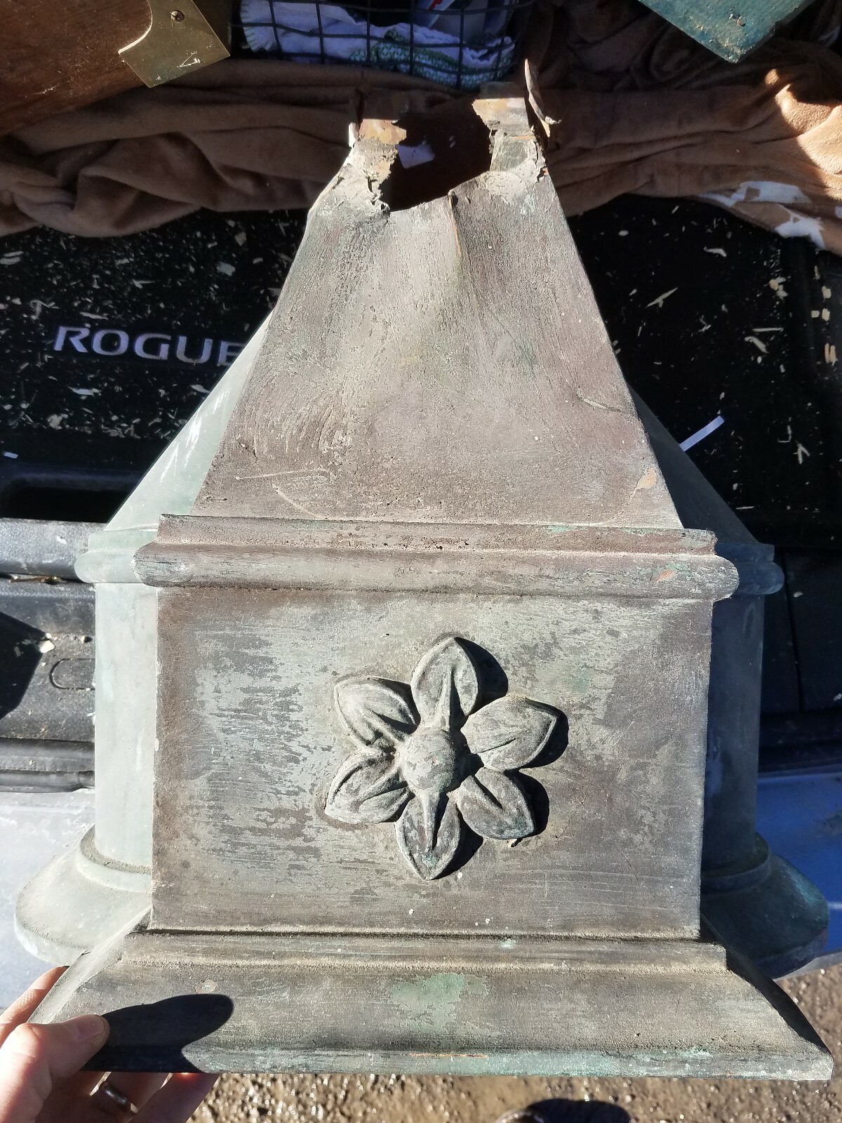 Beautiful Victorian figural copper Down Spout ornate gutter piece