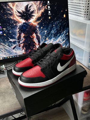 Nike Air Jordan 1 Low Shoes ''Bred Toe'' Black White 553558-066 Men's Size 12 NEW