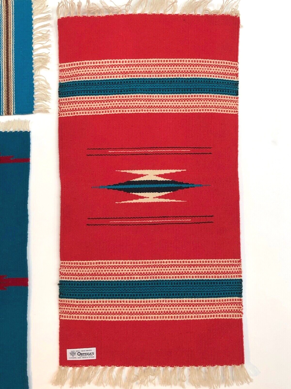 3 VTG Hand Woven Southwest ORTEGA'S WOOL MATS, Wall Hanging, Runner, Pillow Tops