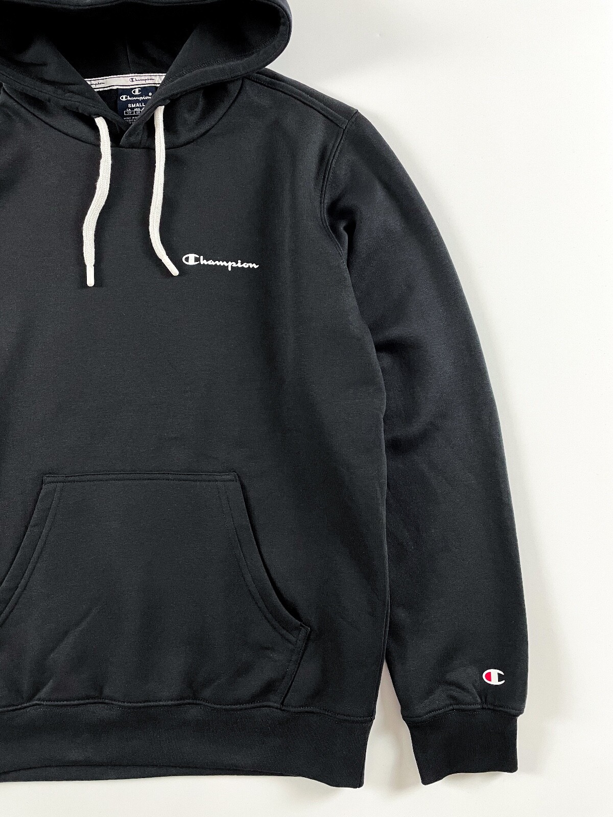 Champion Hoodie Men's Small Logo Black Pullover Comfort Fit Fleece 213483 |  eBay