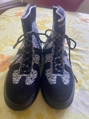 Karl Lagerfeld Paris Men's Knit Lace Up Tennis Shoes Black & White Size 12 45