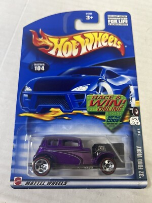 Hot Wheels #104 REDLINE Series 2/4 '32 FORD VICKY PURPLE w/RL Chrome 5 Spoke