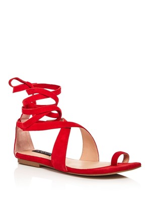 

Женские кожаные сандалии-гладиаторы AQUA красного цвета с перекрестным носком Helen Owen Bay 8,5 м, Красный, AQ-BAY