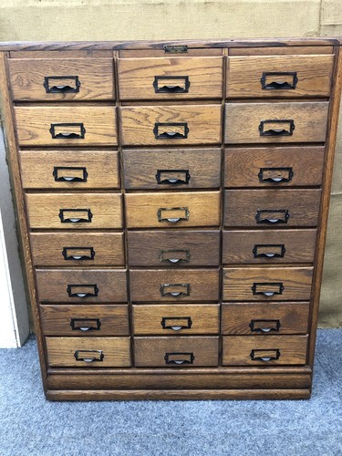 Antique Oak 24 Drawer File Cabinet