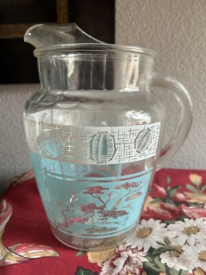 Vintage 1950's Anchor Hocking 64 Oz Glass Pitcher Teal