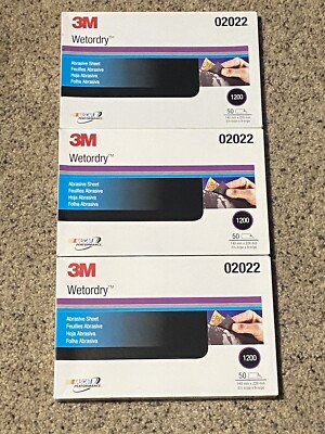 3M 02022 Wetordry Abrasive Sheet 1200 Grit 5 1/2 X 9  (3) BOXES TOTAL (150) Shee