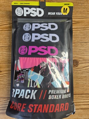 PSD 3 Pack Core Standard Premium Boxer Briefs NEW Men's MEDIUM (32-34)