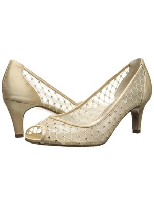 

Женские туфли-лодочки ADRIANNA PAPELL с золотой сеткой Jamie Peep Toe Kitten Heel Slip On Pumps, JAMIE