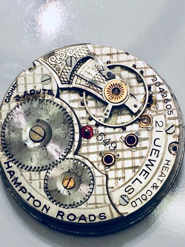 Antique Hampton Roads 549 21j Cachat Swiss Pocket Watch Movement Steampunk Partd