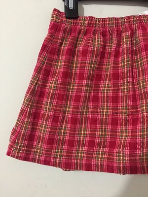 Lands' End Cotton Skorts Fuchsia, Pink, Green & Yellow Plaid Size S