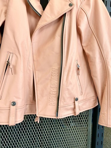 Pre-owned Harley-davidson Genuine ® Women's Vixen Lane Leather Riding Jacket - 97034-22vw In Pink