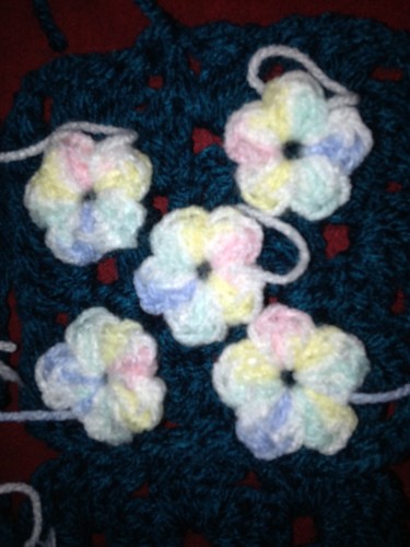 Tiny Crochet Flower Scrapbooking Baby Shower Baby Pastels A Set Of Ten + 10 FREE