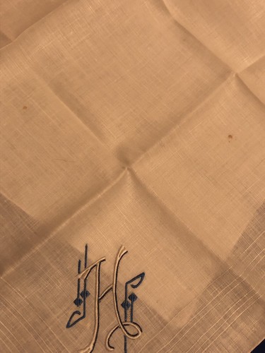 12 VINTAGE Variety WHITE LINEN NAPKINS MONOGRAMMED With An H Portugal And China