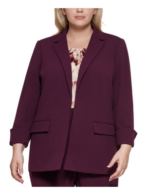 

CALVIN KLEIN Женский фиолетовый блейзер с открытым передом и рукавами 3/4 на подкладке Plus, X17JC639
