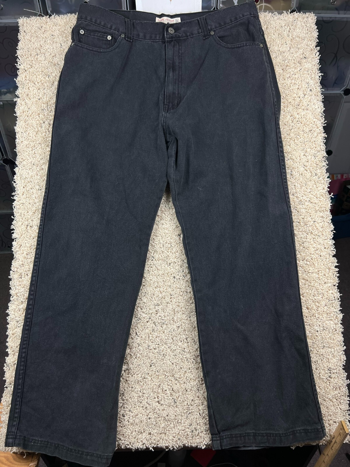 Tool Jeans Men's 36x32 Authentic Denim Black Zip Pants Straight