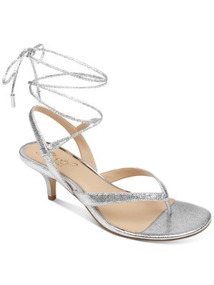 

JEWEL BADGLEY MISCHKA Женские серебристые сандалии на шнуровке с эффектом металлик, Серебряный, JW3440