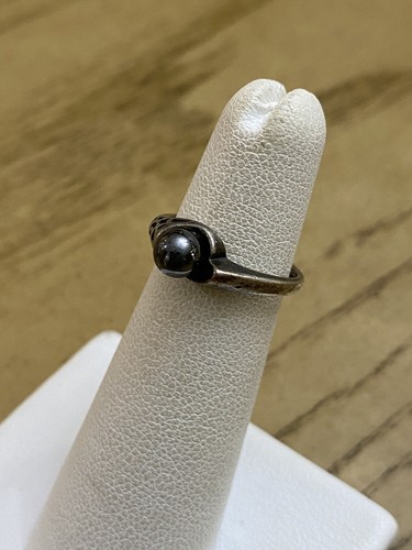 Wheeler Mfg. Vintage Navajo Inspired 925 Sterling Hematite Stone Ring Sz 5