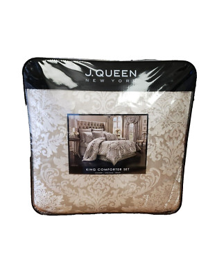 J. Queen New York Bel Air Sand KING 4 Piece Comforter Set