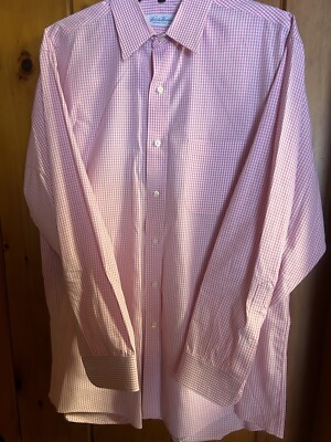 Brooks Brothers Men s 16-32/33 Pink & White Check Button Up Classic Dress Shirt