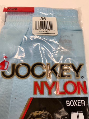 Deadstock Jockey Blue Nylon Tapered Boxers Underwear 36 Mens Vintage Silky NEW