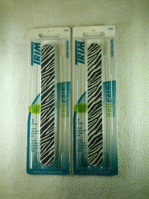 TRIM Salon Emery Boards Zebra Print Professional Quality Nail Care Lot of 2 