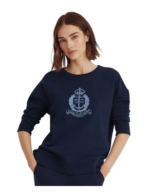 RALPH LAUREN Женский темно-синий свитшот с вышитым бисером и графическим логотипом XL