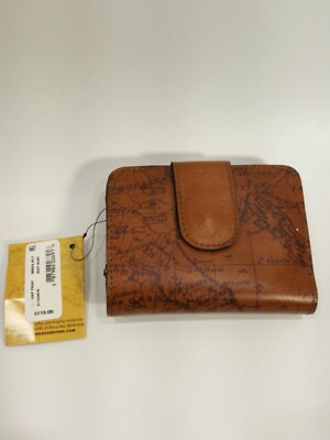 Patricia Nash Iberia Signature Map Print Leather Wallet Color Riot Rust New